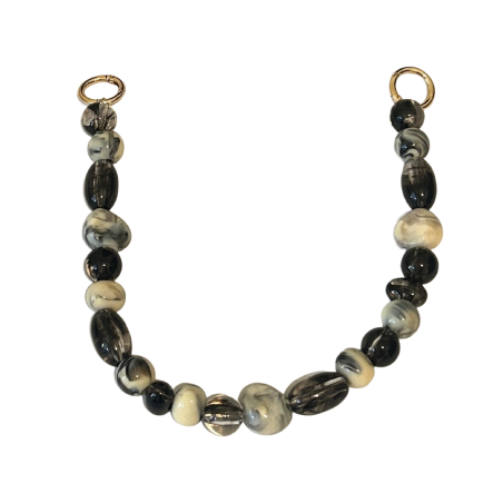 Manico per Borsa con Perle Nero e Grigio Effetto Marmo con Anelli Dorati