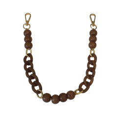 Manico borsa perle marroni catena marrone 50 cm con moschettoni dorati