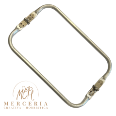 Chiusura per Borsa in Metallo a Molla 24 cm – Manico Rigido Rettangolare per Borse