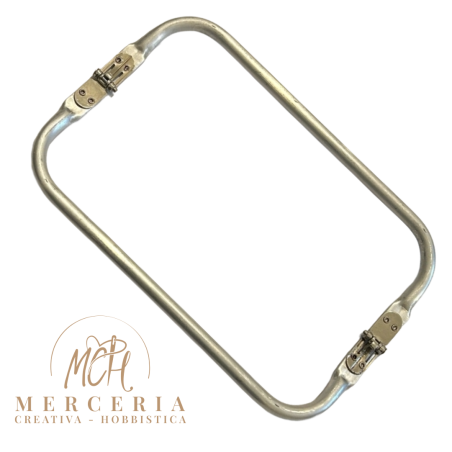 Chiusura per Borsa in Metallo a Molla 24 cm – Manico Rigido Rettangolare per Borse