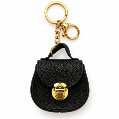 Ciondolo Mini Borsa Nero con Moschettone – Accessorio per Borse